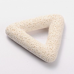 合成溶岩石の大きな三角形のペンダント  染め  ホワイト  51x56x11mm  穴：18x20mm&nbsp;G-O025-04A