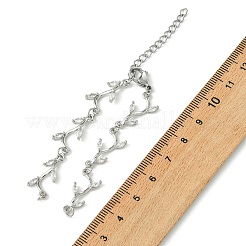 真鍮パヴェクリアキュービックジルコニアブランチリンクブレスレット製作  プラチナ  5.35インチ（13.6cm）&nbsp;AJEW-JB01643