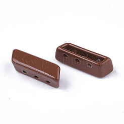 スプレー塗装合金マルチ連リンク  タイル弾性ブレスレット作り用  四角形  サドルブラウン  14x4x5mm  穴：1mm&nbsp;PALLOY-T068-12-75