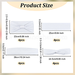 女性用コットン/ポリエステルヘッドバンド 16スタイル 4個  ホワイト  23~65x230~260mm  4個/スタイル&nbsp;OHAR-OC0001-09