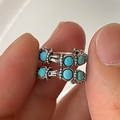 Round Synthetic Turquoise Hoop Earrings&nbsp;EJEW-C178-05