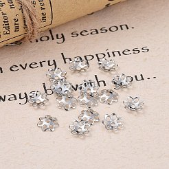 マルチペタル鉄ビーズキャップ  花  プラチナ  6x1mm  穴：1mm  500個/箱&nbsp;IFIN-YW0001-12P