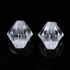 透明なアクリルビーズ  多面カット  双円錐形  透明  9.5x10mm  穴：1.6mm  約1550個/500g&nbsp;TACR-S158-B01