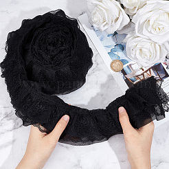 4M 2 Colors 3-Layer Pleated Chiffon Flower Lace Trim&nbsp;OCOR-GF0002-35