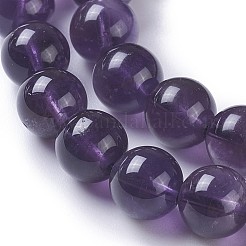 天然石アメジストビーズ連売り  グレードA  ラウンド  8mm  穴：1mm  約49~51個/連  15.3インチ〜15.75インチ（39~40cm）&nbsp;G-P428-08-8mm