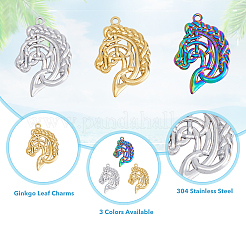 12Pcs 3 Colors 304 Stainless Steel Pendants&nbsp;STAS-DC0013-37