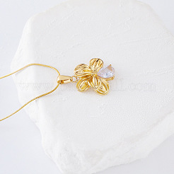 3Pcs Stainless Steel Crystal Rhinestone Flower Pendant Necklaces for Women&nbsp;LR1845