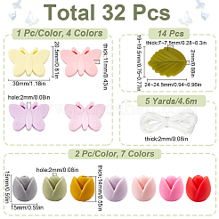 Food Grade Eco-Friendly Silicone Butterfly & Flower Bracelet Pendant Decoration Making Kit&nbsp;DIY-SC0024-85