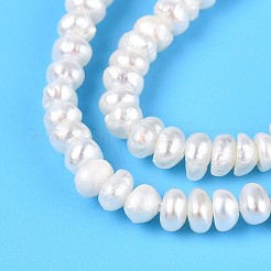 天然養殖淡水パールビーズ連売り  ナゲット  乳白色  1~2x2.5~3x2.5~3mm  穴：0.3~0.4mm  約95~107個/連  7.28~7.48''（18.5~19センチメートル）&nbsp;PEAR-T006-17