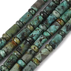 天然アフリカンターコイズ（ジャスパー）ビーズ連売り  柱とロンデル  9~9.5x6mmと6~6.5x4mm  穴：0.7mm  約60個/連  15.55''（39.5センチメートル）&nbsp;G-L585-B03-01