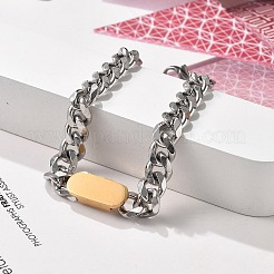 304 Stainless Steel Curb Link  Chain Bracelets for Women Men&nbsp;BJEW-F488-11PG