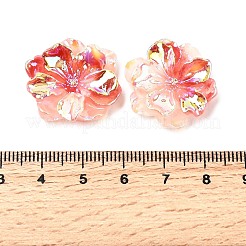 蓄光樹脂カボション  ABカラー  暗闇で光る花  レッド  23.5x8mm&nbsp;LS-RESI-E033-02H