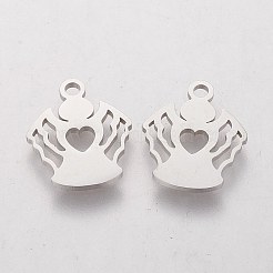 変色しにくい201ステンレススチールチャーム  天使  ステンレス鋼色  14.3x12x1mm  穴：1.5mm&nbsp;LS-STAS-Q201-T178
