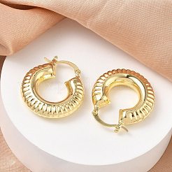 女性のための真鍮のフープピアス  ラウンド  18KGP本金メッキ  29x26x7mm&nbsp;KK-CBAD851-40G