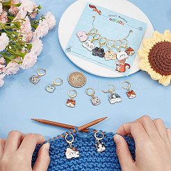 Alloy Enamel Cat Charm Locking Stitch Markers&nbsp;HJEW-AB00539