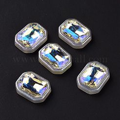 レインボー虹色メッキ アクリル カボション  グリッターカボション  長方形  ホワイト  22x17x7.5mm&nbsp;OACR-E011-08