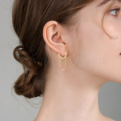 1 Pair 925 Sterling Silver Hoop Earrings&nbsp;EJEW-BBC0002-04G