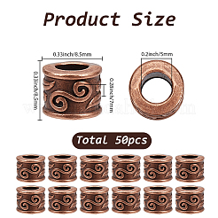 チベット風ヨーロピアンビーズ50個  コラム  赤銅鉱  8.5x7mm  穴：5mm&nbsp;FIND-SP0004-62