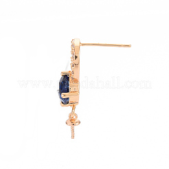 Brass Micro Pave Clear Cubic Zirconia Earring Findings&nbsp;KK-T062-219A-NF