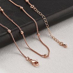 女性用真鍮サテライトチェーンネックレス  304ステンレススチール製カニカン付き  ラックめっき  鉛フリー＆カドミウムフリー  長持ちメッキ  ローズゴールド  17.83インチ（45.3cm）&nbsp;NJEW-D302-27RG