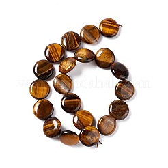 天然石タイガーアイビーズ連売り  フラットラウンド  19.5~20.5x7~8mm  穴：1mm  約20個/連  15.55''~15.98''（39.5~40.6センチメートル）&nbsp;G375-26