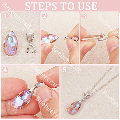 Anti-Tarnish 2Pcs 925 Sterling Silver Micro Pave Cubic Zirconia Pendant Bails&nbsp;STER-BBC0005-51P
