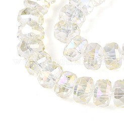 電気メッキ透明ガラスビーズ連売り  ロンデル  多面カット  淡黄色  7.5~8x4.5~5.5mm  穴：1.2~1.4mm  約34~37個/連  7.09~7.28インチ（18~18.5cm）&nbsp;EGLA-N022-04A-D20