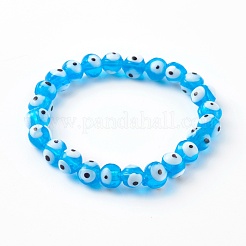 Handmade Evil Eye Lampwork Beaded Stretch Bracelets Sets&nbsp;BJEW-JB06218