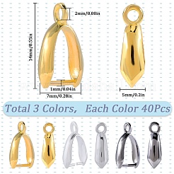 120Pcs 3 Colors Grade AA Brass Ice Pick Pinch Bails for Pendant Making&nbsp;KK-SC0005-19