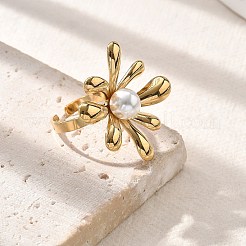 Flower 304 Stainless Steel Cuff Rings for Women&nbsp;STAS-Z112-19G