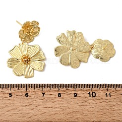 Flower Brass Dangle Stud Earrings&nbsp;EJEW-D352-01G-01