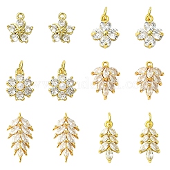 6Pcs 3 Styles Brass Pave Cubic Zirconia Pendants&nbsp;KK-YW0003-80