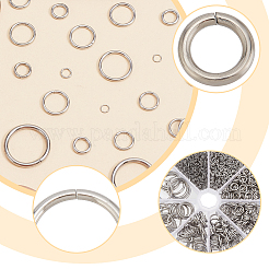 1212個 8スタイル 304ステンレススチールオープン丸カン  ラウンド  チェーンメイル織り用  ステンレス鋼色  4~20x0.5~2mm&nbsp;STAS-AR0002-08