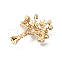 花のボトル合金オリビンラインストーンブローチ  樹脂パール付き  ゴールドカラー  48x36.5mm&nbsp;JEWB-Q002-02G