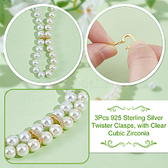 3Pcs 925 Sterling Silver Twister Clasps&nbsp;STER-NB0001-10G