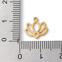 304ステンレスペンダント  レーザー切断  ハスの花  ゴールドカラー  11x11x1mm  穴：1.2mm&nbsp;STAS-P338-02G