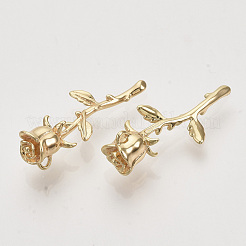 真鍮チャーム  ニッケルフリー  ローズ  18KGP本金メッキ  25.5x11x6mm  穴：2mm&nbsp;X-KK-T054-10G-NF
