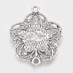 チベットスタイルの合金リンクコネクター  花  鉛フリー＆カドミウムフリー  アンティークシルバー  37x31x3mm  穴：2mm  約145個/500g&nbsp;TIBEP-T052-30AS-RS