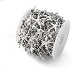304ステンレススチール製ヒトデリンクチェーン  ハンダ付け  スプールで  ステンレス鋼色  26.5x20x3mm  約5m /ロール&nbsp;CHS-Z004-18P