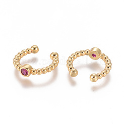 Golden Plated Brass Micro Pave Cubic Zirconia Cuff Earrings&nbsp;EJEW-L244-05B