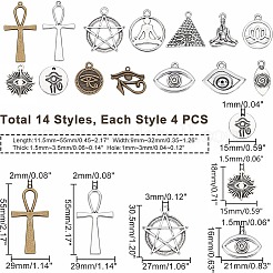 56Pcs 14 Style Tibetan Style Alloy Pendants&nbsp;TIBEP-PH0001-31