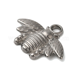変色しない304ステンレススチールペンダント  蜂のチャーム  ステンレス鋼色  16x21x3mm  穴：2mm&nbsp;STAS-N103-27P