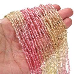 透明塗装ガラスビーズ連売り  多面カット  ロンデル  カラフル  3.4x2.6mm  穴：0.5mm  約135~140個/連  32~34cm&nbsp;DGLA-A034-T2mm-A09