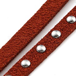 スエード調コード  シルバートーン合金リベット  パンクロックジュエリーには  暗赤色  5x2.5mm  約5.46ヤード（5m）/ロール&nbsp;LW-Q016-5mm-S1048