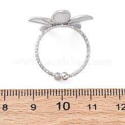 304ステンレススチールカフリング  花  ステンレス鋼色  23x22mm  内径：18mm&nbsp;RJEW-D306-24P