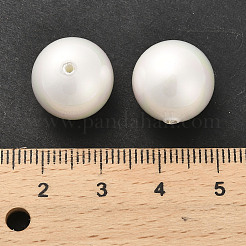 ベーキングペイント パール加工ガラスパールラウンドビーズ  ホワイト  14mm  穴：1.2mm&nbsp;HY-Q001-01C