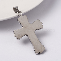 316サージカルステンレスペンダント  クロス  アンティークシルバー  45x30x3mm  穴：10x5mm&nbsp;STAS-L184-054