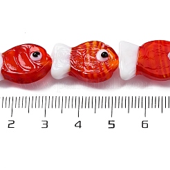 手作りランプワークビーズ連売り  魚  レッド  20~21x12~12.5x7.5~10.5mm  穴：1.2mm  約20個/連  16.26インチ（41.3cm）&nbsp;LS-LAMP-G154-07M