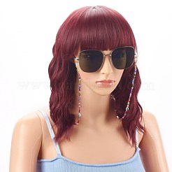 アクリルビーズ眼鏡チェーン  眼鏡用ネックストラップ  樹脂製のナザールボンジュウビーズと304ステンレススチール製のカニカン付き  ゴールドカラー  カラフル  27.28インチ（69.3cm）&nbsp;AJEW-EH00321