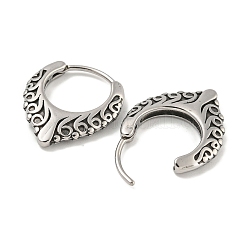 316サージカルステンレスフープピアス  ティアドロップ  アンティークシルバー  18.5x15.5mm&nbsp;EJEW-D096-07F-AS